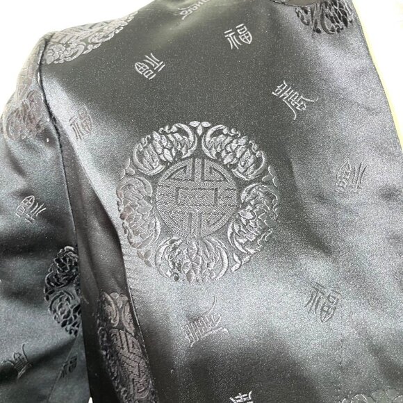 Tei Mei Shanghai Jacket Womens Vintage Asian Motif Embossed Covered Button Black - Picture 9 of 16